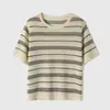 "" Camisa Respirável Estilosa Confortável Lyocell Estilo Marinheiro Tricô Listrado Multicolorido 26 Verão