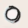 Pulsera de Obsidiana Estilo Taobao Calcedonia Azul Cristal Azul Acuamarina Doble Círculo Transmisión en Vivo en Atracciones Turísticas