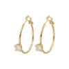 Nuevos Pendientes Grandes Exagerados Chapados en Cobre Oro Real Incrustados con Circonita Plata de Ley S925 Aguja Personalidad Temperamento Hebilla de Oreja Exagerada Accesorios para Pendientes