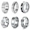 Anel Masculino Dourado de Alta Venda na Amazon Transfronteiriço com Diamantes, Números Romanos, Padrão de Onda de Engrenagem e Superfície Lisa Anel Moderno