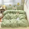 Conjunto de Roupa de Cama de Quatro Peças, Grau Materno e Infantil, Algodão Penteado Puro, Espessado, Adequado para Dormir Nu, Inclui Lençol de Cima, Capa de Edredom e Capa de Colcha, Também Disponível como Conjunto de Três Peças para Dormitórios Estudantis
