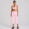 Conjunto de ropa de yoga transfronterizo con sujetador deportivo de espalda cruzada y pantalones rectos cropped holgados de cintura alta para fitness casual