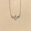 Collar de plata de ley 925 con forma de corona de amor para mujer, de verano, ligero, lujoso, con diseño de nicho, alas de ángel y cadena de clavícula en forma de corazón, cadena resistente.