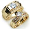 Hesheng wish Venta Caliente Anillo de pareja chapado en oro de 18K moda transfronteriza europea y americana anillo de circonita incrustada