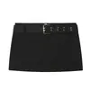 Falda-pantalón de moda sexy estilo europeo y americano con cinturón, minifalda de verano ajustada que realza la cadera, anti-exposición para mujer
