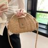 Bolso bandolera sencillo estilo japonés con forma de concha, bolso de verano con cubierta, bolso casual de paja para vacaciones, bolso bandolera, bolso de mano, bolso de mujer de alta gama