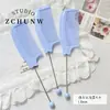 [Wangyang] Material e acessório para corrente de celular DIY temático de queijo Hello Kitty pintada de azul e branco em formato de estrela de acrílico