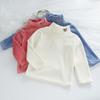 Camisa de cuello alto gruesa con forro polar para niños y niñas, de otoño e invierno, con cuello medio alto y manga larga cálida.