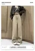Jeans de Pierna Ancha Gris Cemento Vintage para Mujer Otoño e Invierno Adelgazantes Sueltos Cintura Alta Pantalones Rectos Hasta el Suelo Talla Grande Forrados de Polar