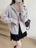 Otoño e Invierno Nuevo Estilo Coreano Simple Cuello Alto Trenzado Doble Cremallera Cárdigan de Punto Suéter Holgado Perezoso Cruzado para Mujer