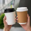 Copo de papel descartável à prova de vazamento para bebidas quentes, camada dupla, espessado, isolado a vácuo, para milk tea, café, embalagem comercial, com impressão de logo
