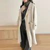 Abrigo de Lana Doble Faz para Mujer Estilo Nuevo Otoño Invierno Holgado Adelgazante Lana Chaqueta de Longitud Media Delgado