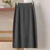 Falda de Punto Suave y Lana Pura para Mujer, Falda Lápiz de Longitud Media para Otoño e Invierno, de Cintura Alta, Adelgazante y que Moldea la Cadera