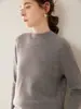 Suéter Feminino de Cashmere Gola Alta Meia Espesso Cor Sólida Simples Malha Solta Camada Base Suéter Cashmere Puro