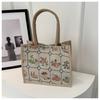 Mori Estilo linho Grande Bag Feminino 2024 Primavera Nova Moda Grande Capacidade All-match Shoulder Bag Vintage Plaid Tote Bag