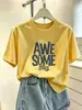Camiseta de manga corta 100% algodón para mujer, estilo coreano, moderna y versátil, top verde aguacate, ropa de mujer verano 2026