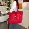 Bolso de lona con lunares estilo coreano, modelo nuevo 2026, fresco y simple, tela de nailon ligera, reversible, se puede usar como bolso de hombro tote