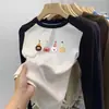 Camiseta Base Térmica Cepillada para Niña 2026 Nuevo Estilo Otoño/Invierno Ropa Polar para Bebé Camiseta de Manga Larga Raglán Elegante