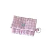 Estilo Coreano Xadrez Coração Mini Porta-Moedas Mini Fivela de Pendurar Estojo para Fone de Ouvido Bluetooth Fecho Flip Portátil Feminino Envelope Vermelho