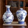 Jarrón de porcelana azul y blanco dibujado a mano por un viejo artesano, jarrón antiguo chino para sala de estar, porche, porcelana de boutique