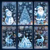 Decoraciones navideñas, nieve y hielo cálidos de invierno, renos, pegatinas de vidrio de Santa Claus, muñeco de nieve, pegatinas electrostáticas de árbol de Navidad