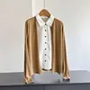 2026 Suéter de Punto Falso de Dos Piezas con Cuello Camisero de Lana Tencel Cárdigan de Lana para Mujer Venta al por Mayor H08AS1600
