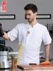 Roupa de Trabalho de Chef Manga Curta Verão Refeição Cozinha Cantina Churrasco Restaurante Roupas de Chef Meia Manga Masculina Fina Respirável