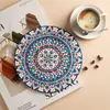 Jogos americanos de mesa de jantar estilo boêmio, porta-copos redondos estilo nórdico, porta-copos absorventes para mesa de centro, porta-copos resistentes ao calor e antiderrapantes, e porta-pratos