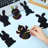 Marcadores de Livro DIY para Crianças, Papel Colorido para Raspar, Arte de Coelho para Raspar Feita à Mão para Alunos do Jardim de Infância e Ensino Fundamental, Ovos de Páscoa