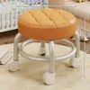 Taburete giratorio para cambiarse los zapatos, taburete redondo para cuidar niños, uso doméstico moderno y simple, taburete móvil con ruedas, taburete bajo con ruedas