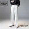 Pantalones Negros Rectos Antiarrugas con Caída para Hombre, Pantalones de Vestir Delgados y Transpirables para Verano, Pantalones de Vestir Casuales de Estilo Americano de Alta Gama sin Planchar