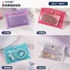 Porta-Cartões com Botão de Pressão PVC Transparente Glitter Porta-Cartões Bancários Cartão de Identidade Cartão de Estudante Porta-Cartões de Armazenamento Portátil de Mão Pequeno Porta-Cartões
