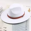 Chapéu de Lã Novo Europeu e Americano Transfronteiriço Outono e Inverno Chapéu de Jazz Estilo Britânico Cor Sólida Aba Larga Chapéu de Prato Leve Chapéu de Feltro Masculino e Feminino
