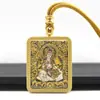 Colgante de Tanka Pintado a Mano con Pintura Dorada Colgante de Tanka de la Vida Pasada y Presente de Zaki Lam Collar Dios Amarillo de la Riqueza con un Cordón para Colgar