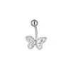 Aliexpress Amazon Popular Acero Inoxidable Clavo de Ombligo Alas de Mariposa Incrustadas con Circonita Anillo de Ombligo Joyería para Piercing Corporal