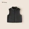 Chaleco Gris Oscuro Bangxuan Ropa Infantil Niños Otoño Niños Cuello Alto Cremallera Superior Cálido Sin Mangas Chaleco Niñas