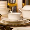 Jingdezhen Platos Dorados Juego para el Hogar Lujo Ligero Sentido Avanzado Cerámica Tazón de Arroz Plato Platos Simples Vajilla Tazón Palillos