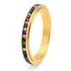 Nuevos anillos de diamantes coloridos europeos y americanos para mujer, anillos de acero inoxidable de color mixto circular con diamantes para aliviar el estrés, venta al por mayor