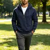 Chaqueta con capucha y cremallera para hombre, estilo funcional, talla europea transfronteriza, otoño e invierno, con múltiples bolsillos, estilo ropa de trabajo con bloques de color, forro polar