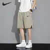 Shorts Masculino da Moda Estilo Americano Marca 2026 Verão Seda de Gelo Fino Esportivo Casual Solto Reto Cinco Pontos Calças de Comprimento Médio