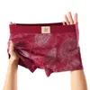 Novas Cuecas Boxer Huajie Long Ano do Zodíaco Estampadas em Vermelho Cuecas Boxer Vermelhas Respiráveis Tamanho Grande Dropshipping