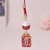Gato de la Suerte Cerámico Ping An Alegría Colgante Lucky Ping An Creativo Llavero de Pareja Colgante Cadena para Teléfono Móvil