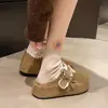 Pacote Completo de Sapatos Birkenstock 2026 Novo Modelo Bico Redondo Salto Escondido Sapatos Baixos Versáteis para o Dia a Dia Estilo Campus Francês para Meninas