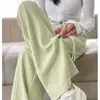 Pantalones Nube Esponjosos para Mujer 2026 Primavera Nuevos de Cintura Alta Drapados Casuales Pantalones Blancos Plisados Burbuja Rectos de Pierna Ancha