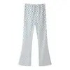 Conjunto de dos piezas popular de pantalones acampanados marca Z con top de lunares, sin mangas, estilo europeo y americano, cuello halter cruzado, ropa de mujer a la moda, transfronterizo ZA