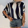 Comércio Exterior Transfronteiriço da Amazon Roupas Femininas Verão 2026 Nova Camisa Estampada Estilo Europeu e Americano Camisa Irregular de Manga Morcego