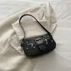 Bolsa de antebraço estilo francês para mulheres, nova moda verão 2026, versátil, elegante, bolsa meia-lua, bolsa de ombro casual simples