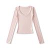 Ap25612-25 Nuevo Estilo Otoño Americano Suave y Puro Estilo Sexy Escote en Forma de Corazón Mangas Largas Ajustado Camiseta Interior