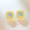 Pendientes de Cubo de Azúcar de Jade Natural Más Vendidos de Xiaohongshu, Estilo de Lujo Ligero, Sensación de Alta Gama, Versátiles y Elegantes, Pendientes de Jade de Nicho