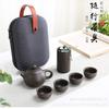 Juego de Té Completo para Viaje con Una Tetera y Cuatro Tazas, Juego Portátil para Exteriores de Arcilla Púrpura, Taza Rápida, Logo, Té Kung Fu para Negocios